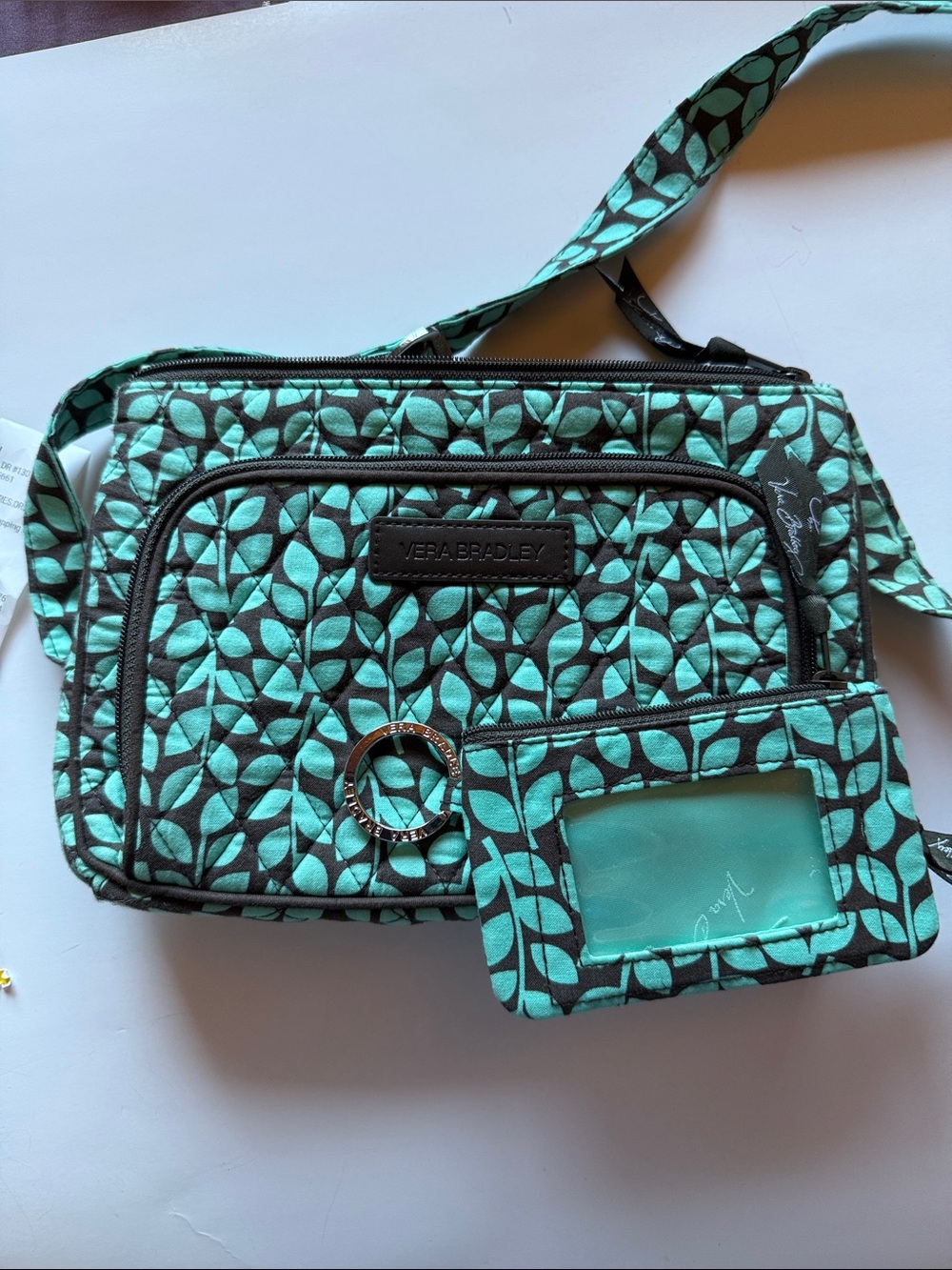 ✨ 
Vera Bradley Quilted Crossbody Bag and Card Holder– Chocolate Brown & Teal